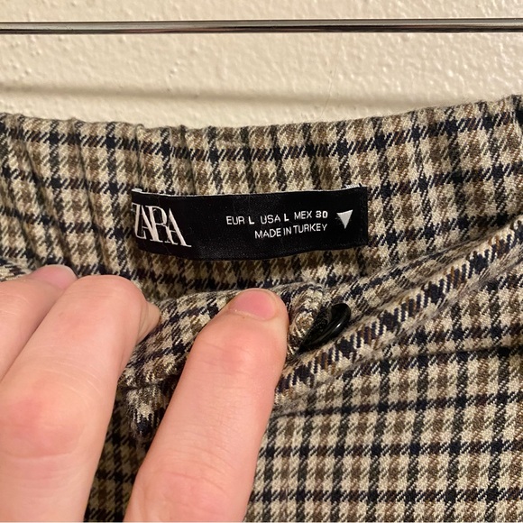Zara Plaid Straight Leg Trousers Size Large - Picture 4 of 8